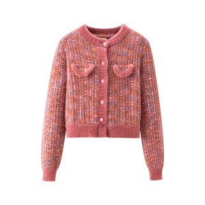 China Pink Purple Checkerboard Fashion Bespoke Sweaters Elegant Womens Button Cardigan wholesale