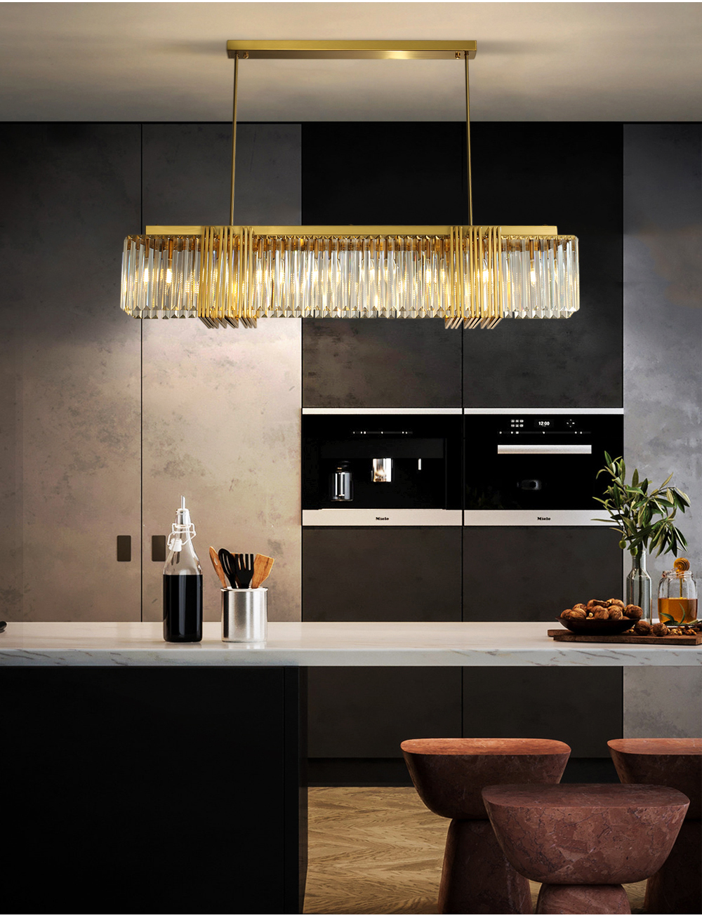 Rectangle Led Crystal Chandelier Dining Room Creative Design dining table light(WH-CY-199)