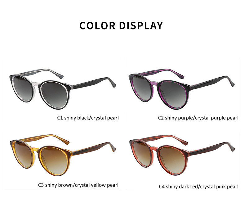 UV400 Lens Retro Round Acetate Sunglasses 4 Color OEM For Women Men