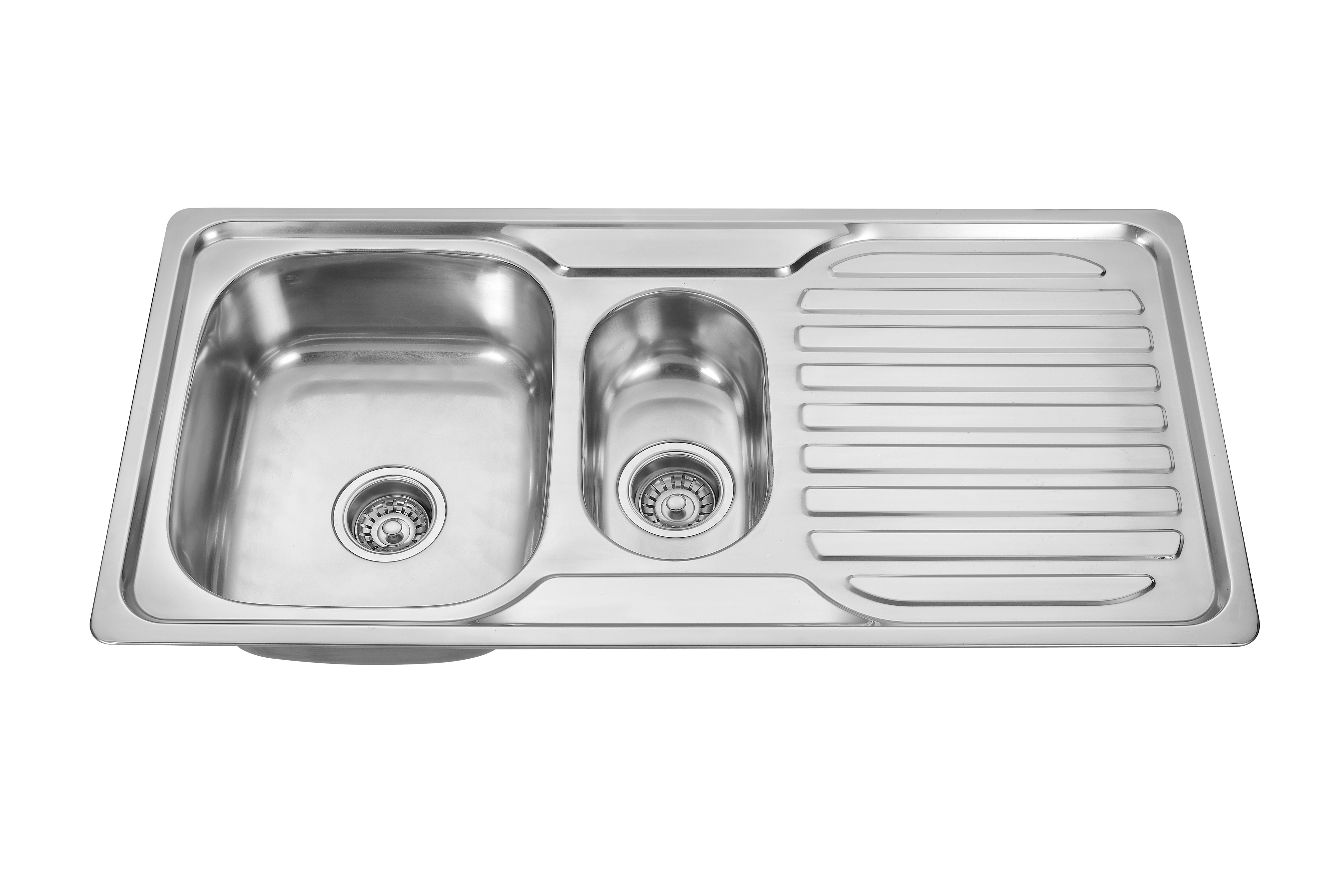 Above Counter 1000 x500mm Single Bowl Kitchen Sink With Drainboard Folk Washing Basin