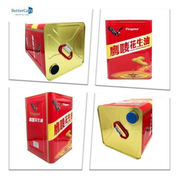 Empty Metal Edible Oil Tin 15L Olive Tin Container With Handle