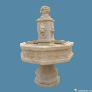 China Lion Head Carved Marble Fountain Stone Water Outdoor Decro wholesale