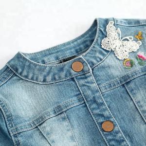 China Modern Design Embroidery Jeans Jacket For Girls , Spring Girls Jeans Coat wholesale