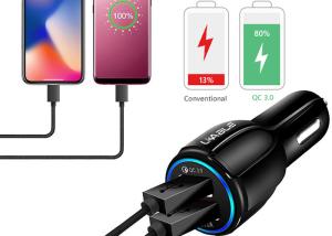 China Circle LED Light Mobile Phone 18W QC 3.0 Car Charger wholesale