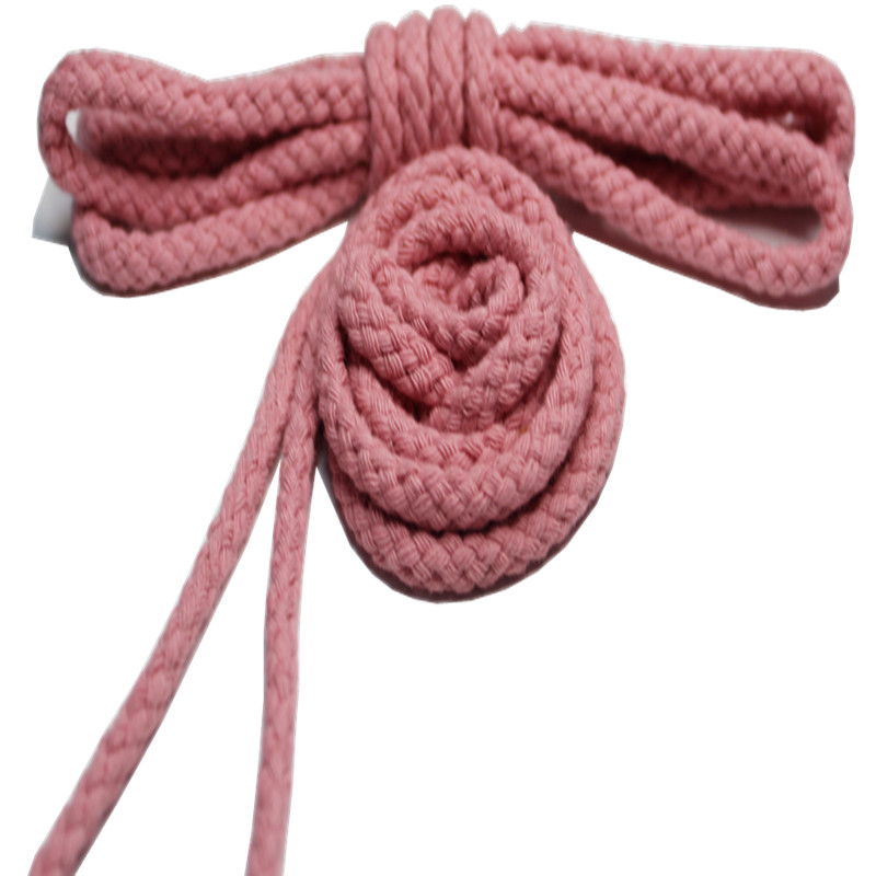Braided 100% Round Cotton Cord 5mm Drawstring Cord Webbing Pink
