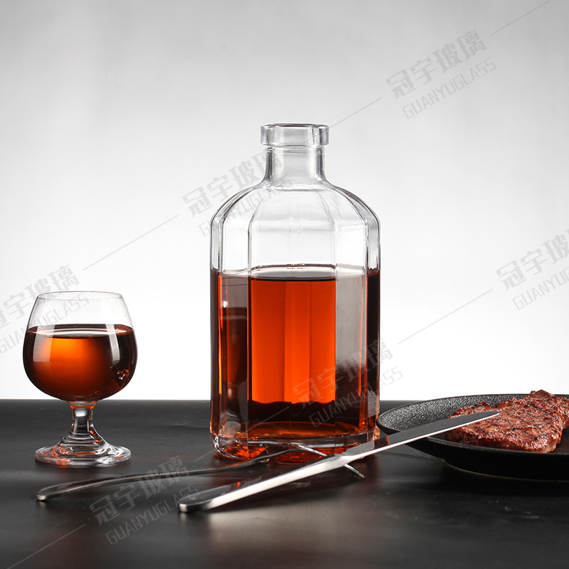 Customized Long Neck Wine Clear Glass Bottle 700ml 750ml with Clear Cork Clear