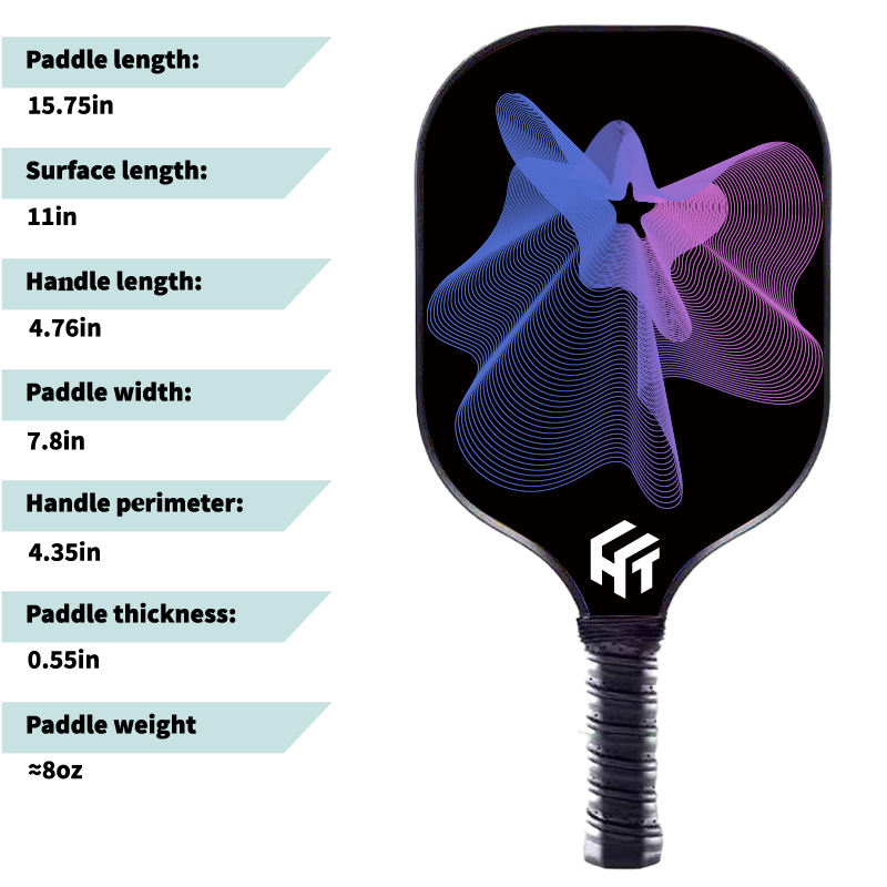 Fiberglass Custom Logo Print Pickleball Paddle with High Rebound and Anti-Skid Design