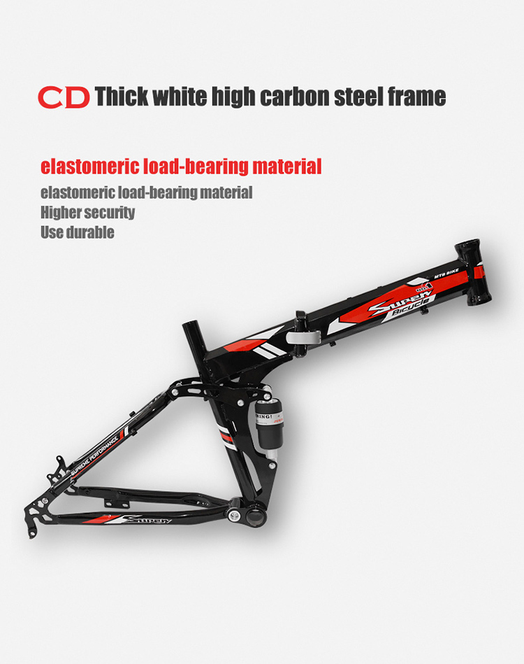 125" Tire Width Full Suspension Mountain Bike 24 26 29 Inch Carbon Steel Foldable Bicycle with Gross Weight 19-21KG