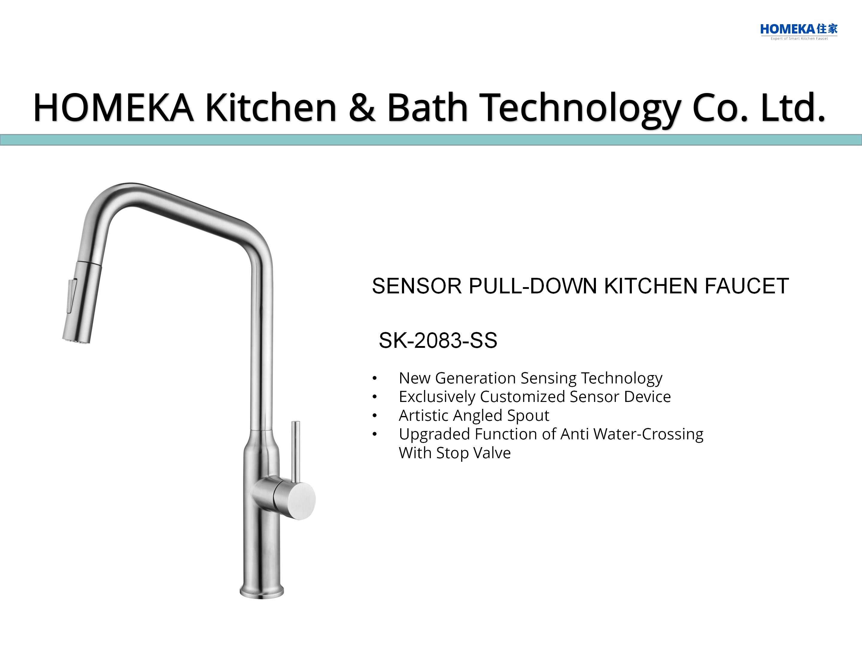 Automatic Kitchen Tap Angled Spout Smart Kitchen Faucet With Extendable Head