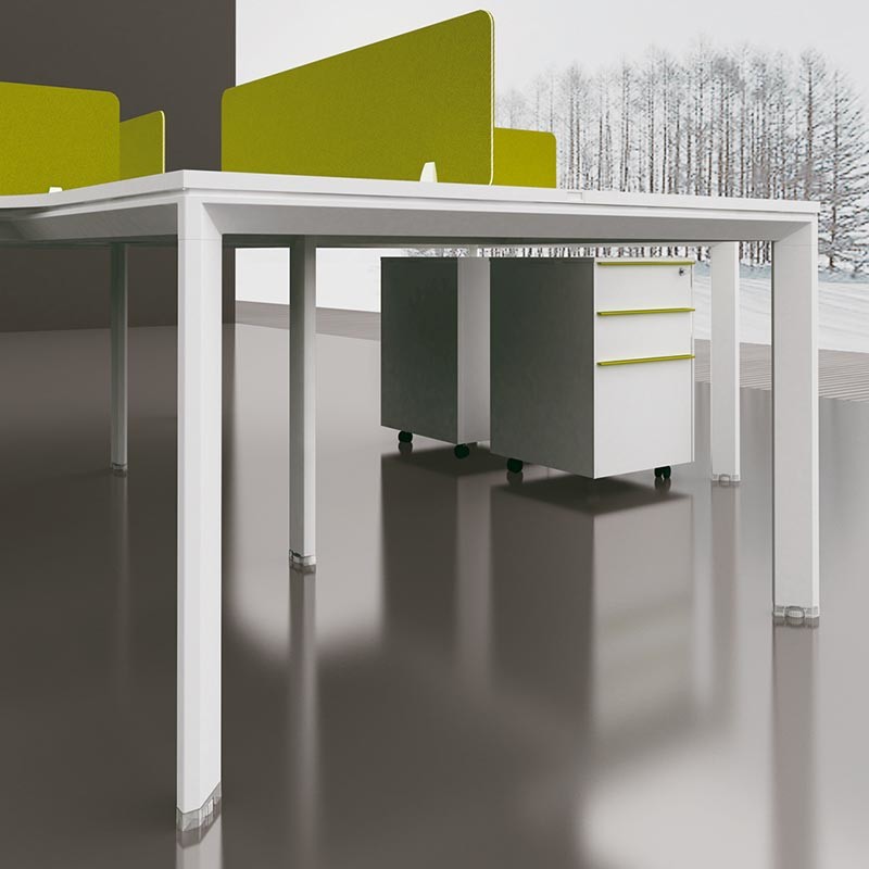 120 Degrees White MDF Cubicle 4 Staff Workstation Table For Office Room