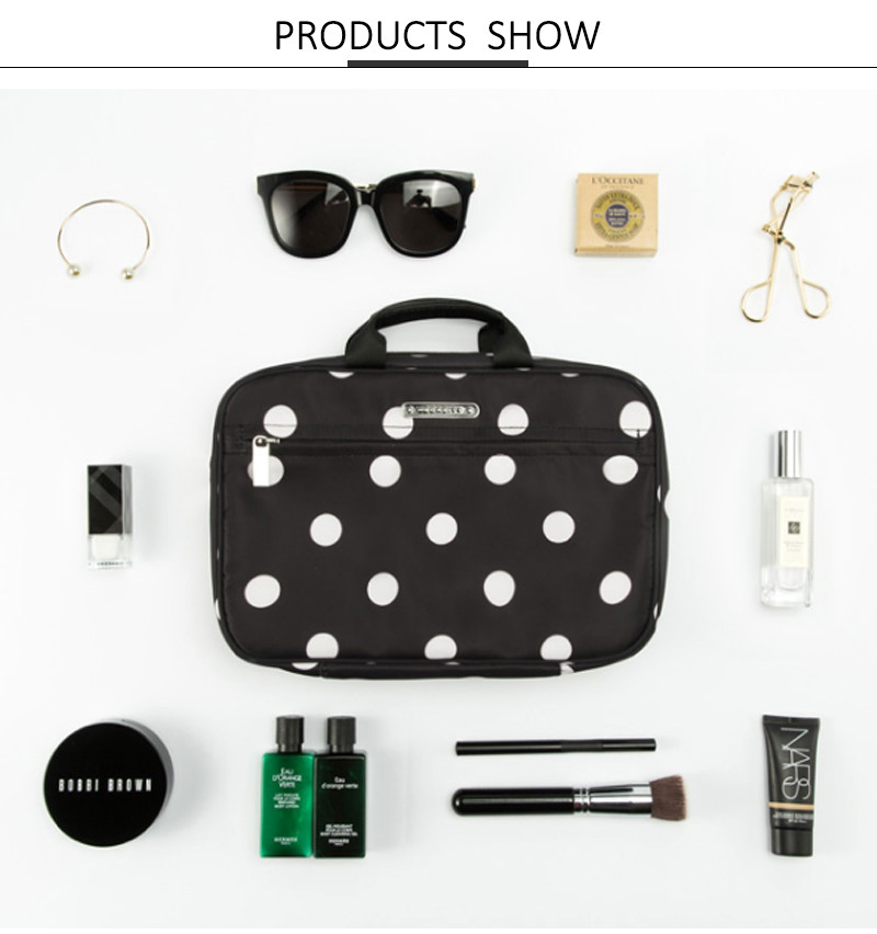 Wave Point Print Polyester Travel Toiletry Bag