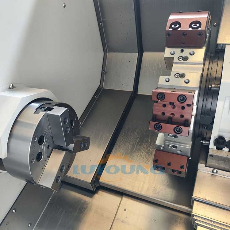 Turret Slant Bed CNC Lathe Machine 45 Degree Tck50 Hydraulic Chuck Servo