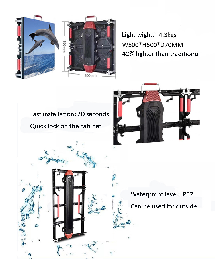 Light Weight 500*1000mm Rental Events P4.81 Led Panel Displays