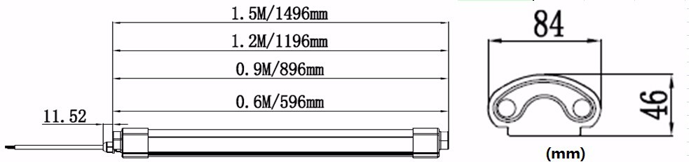 Ip65 5f 60w Aluminum alloy with PC cover waterproof tri-proof led linear light for office