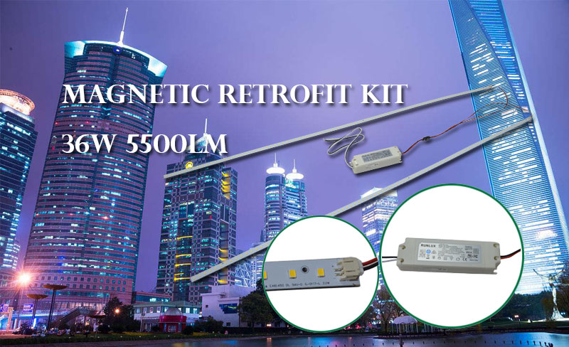 ETL DLC 32W Troffer Retrofit Kit for 4FT Magnetic LED 2*4 2*2 Light Linear retrofit Kit