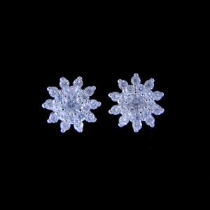 China Personalized Silver Cubic Zirconia Earrings Fashion Jewelry With Flower Shape wholesale