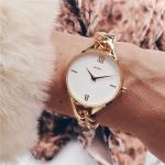 PVD Gold Plated Ladies Designer Bracelet Watches Water Resistant Egg White Face