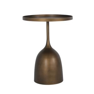 China Living Room Round Small Stainless Steel End Table With Antique Bronze Metal Base wholesale