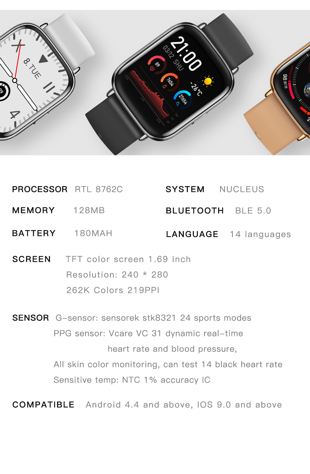 IP67 Touch Technology Smart Watch , 10days Skin Touch Screen Bracelet