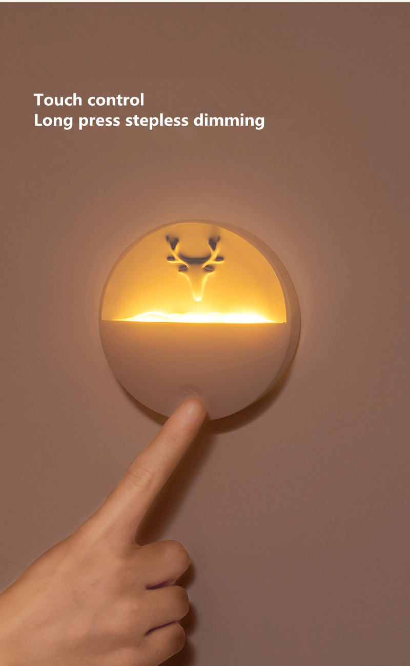 USB Rechargeable Motion Sensor Light, Dimmable USB rechargeable deer shape fragrance soft touch wall light