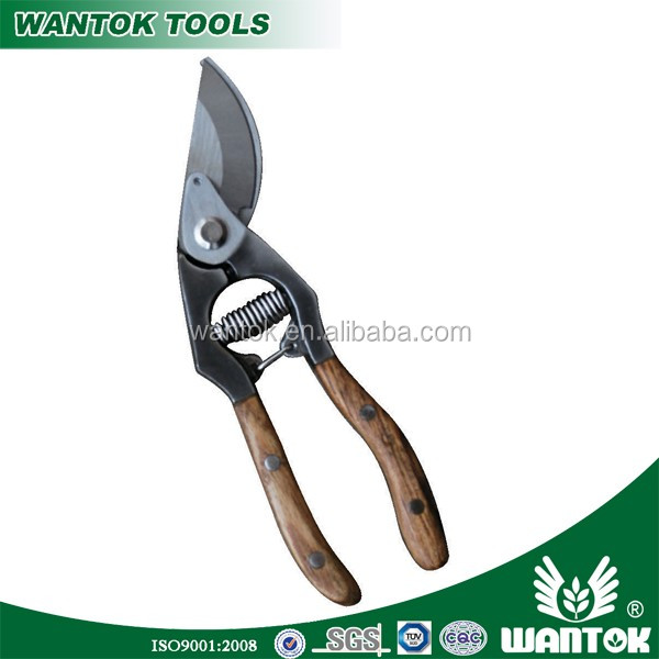 Customized Support Forged Oak Wood Handle Classic Garden Bypass Pruner for Finishing