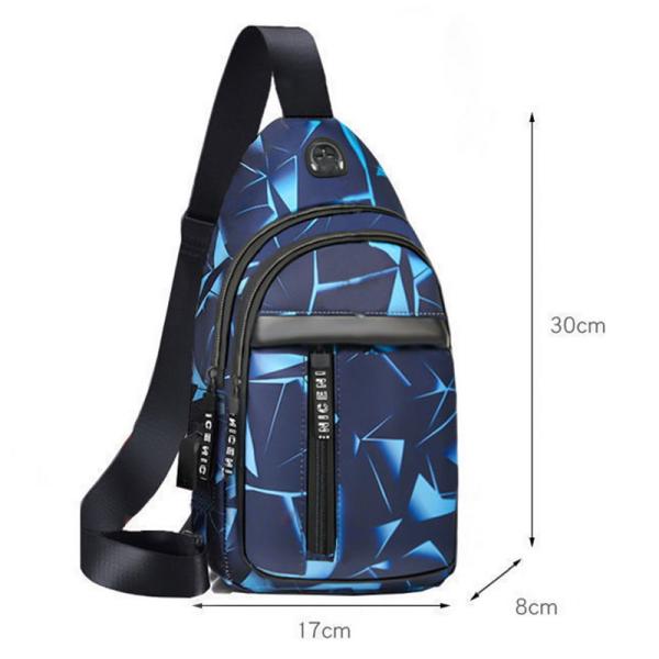 Men Anti Theft Chest Bag Short Trip Messengers Bags USB Charging Crossbody