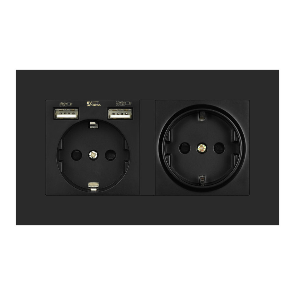 Wall 3 frame power socket eu grounded electrical plug,socket with usb PC panel 258mm*86mm white/black/gold