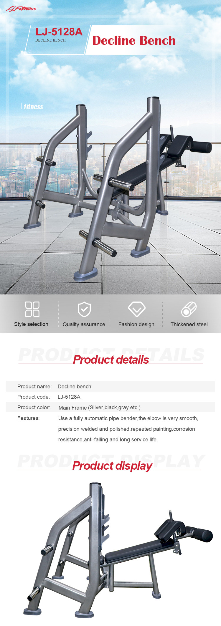 ODM Decline Weight Bench Press Commercial Workout Equipment