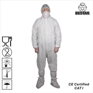 China Anti-Dust White Disposable Overalls SPP+PE Coverall For Hygiene Rules And Cleaning wholesale