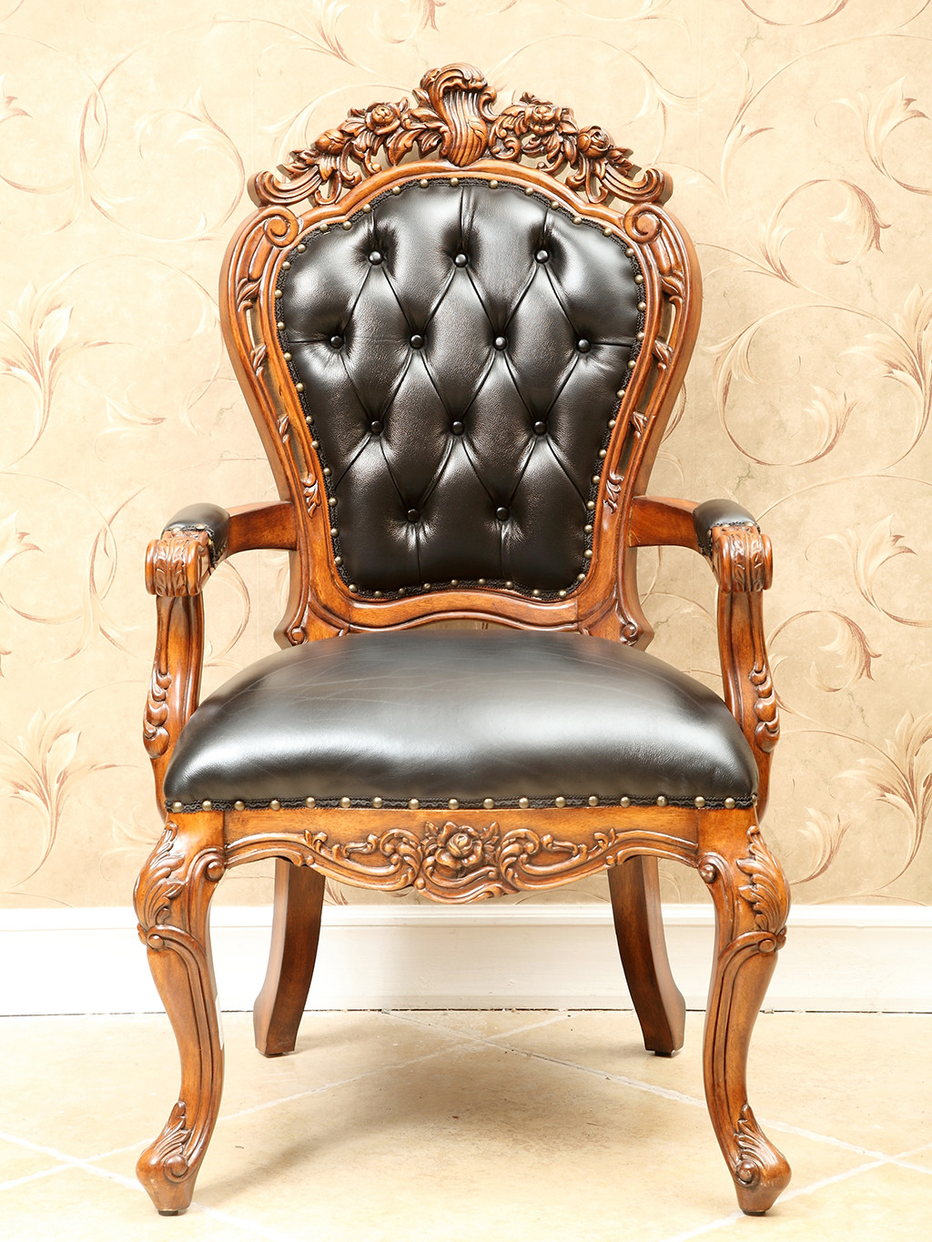 SGS Antique Wooden Throne Chair Wood Carved High Back Throne Chairs