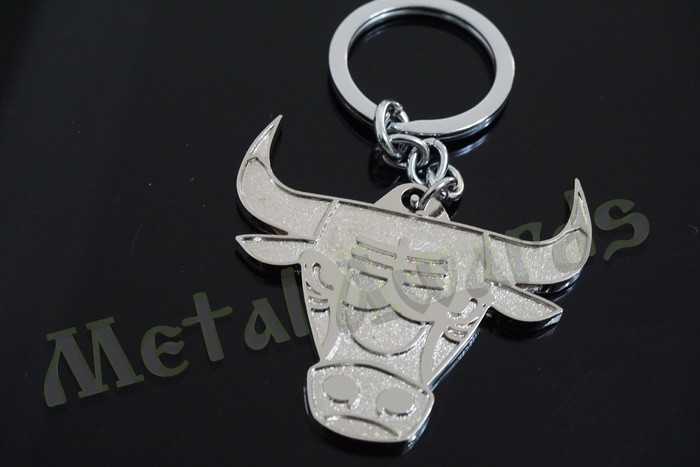 Bull Logo 2D Promotional Products Keychains , Travel Key Chain Shiny Silver Plating