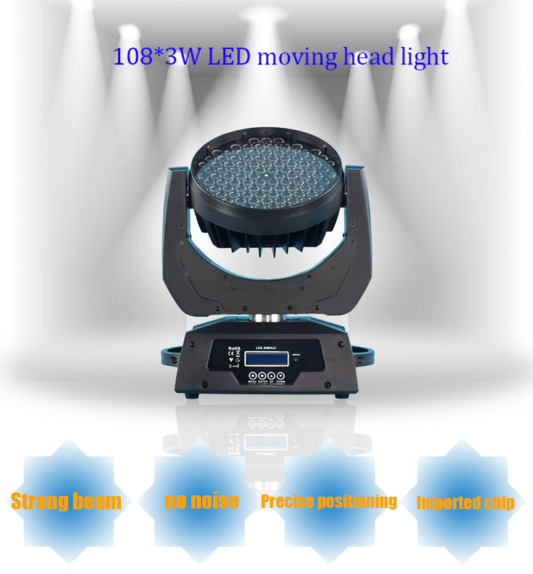 350W 12CH Channels Led Moving Head Wash Light 108x3W For Dj Club Decoration