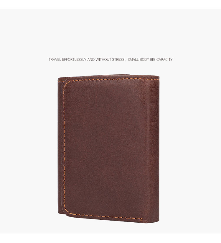 Customized Crazy Horse Leather Men's Trifold Wallet with RFID Blocking Technology