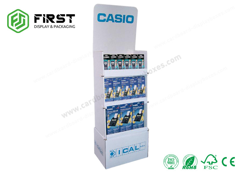 Printed POP Corrugated Cardboard Floor Display Shelf Floor Stand Custom Made Carton