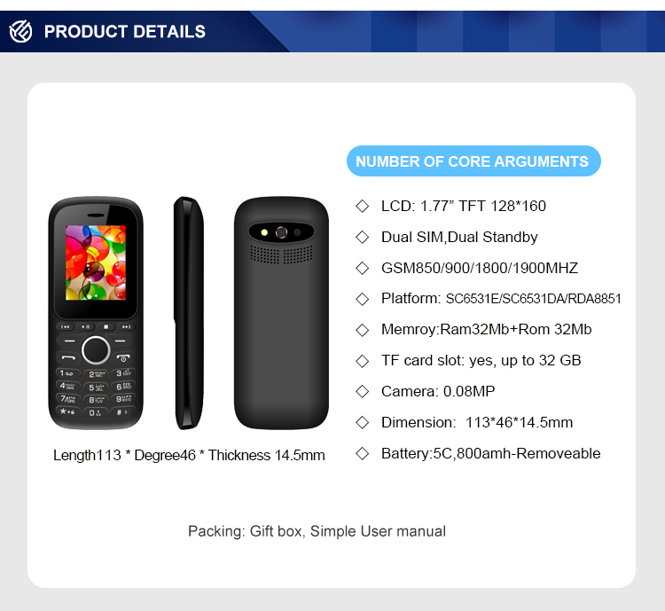 K16 800amh Push Button Mobile Phones SOS Cell Phone For Elderly