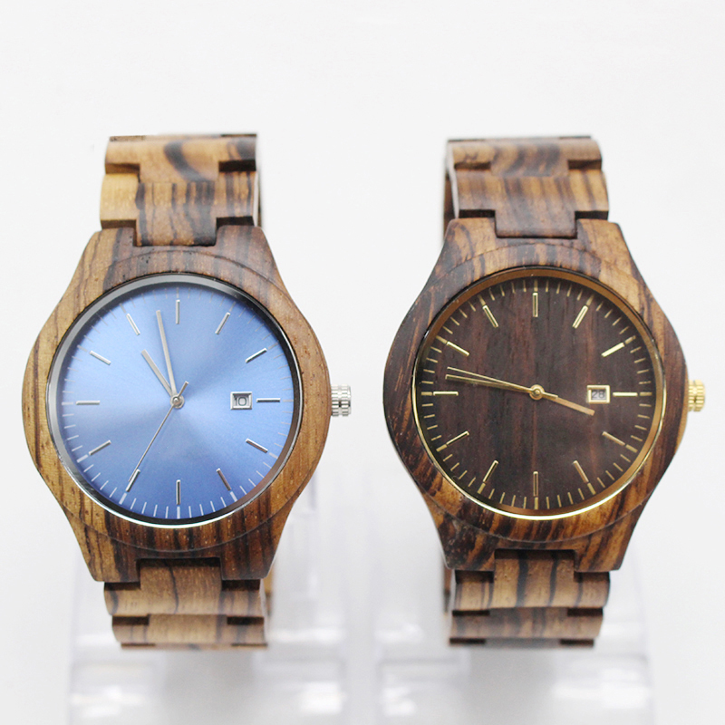 Japan calendar quartz movement fashion zebra wood wahches with your logo