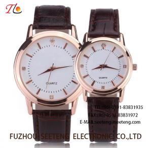 China WHOLESALE PU STRAP AND ALLOY CASE QUARTZ WATCHES WITH DIAMOND COUPLE WATCH wholesale