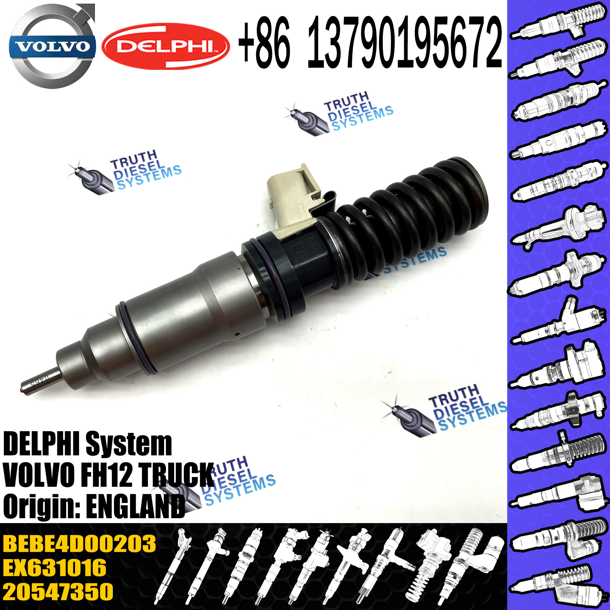 Direct Sale Diesel Fuel Injector 20547350 85000416 EX631016 BEBE4D00203 For VOL FH12 TRUCK