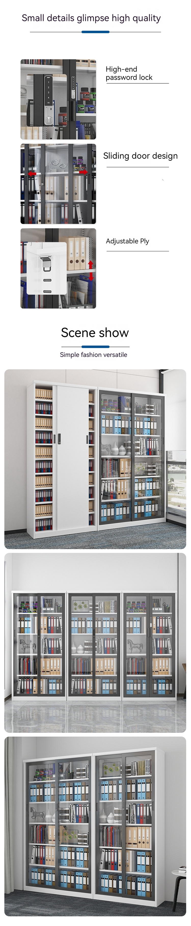 Commercial Furniture Modern Boss Cabinet Office Wooden File Combination Bookcase