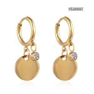 China Round Fringe Rhinestone Inlaid Gold Drop Earrings Stainless Steel wholesale