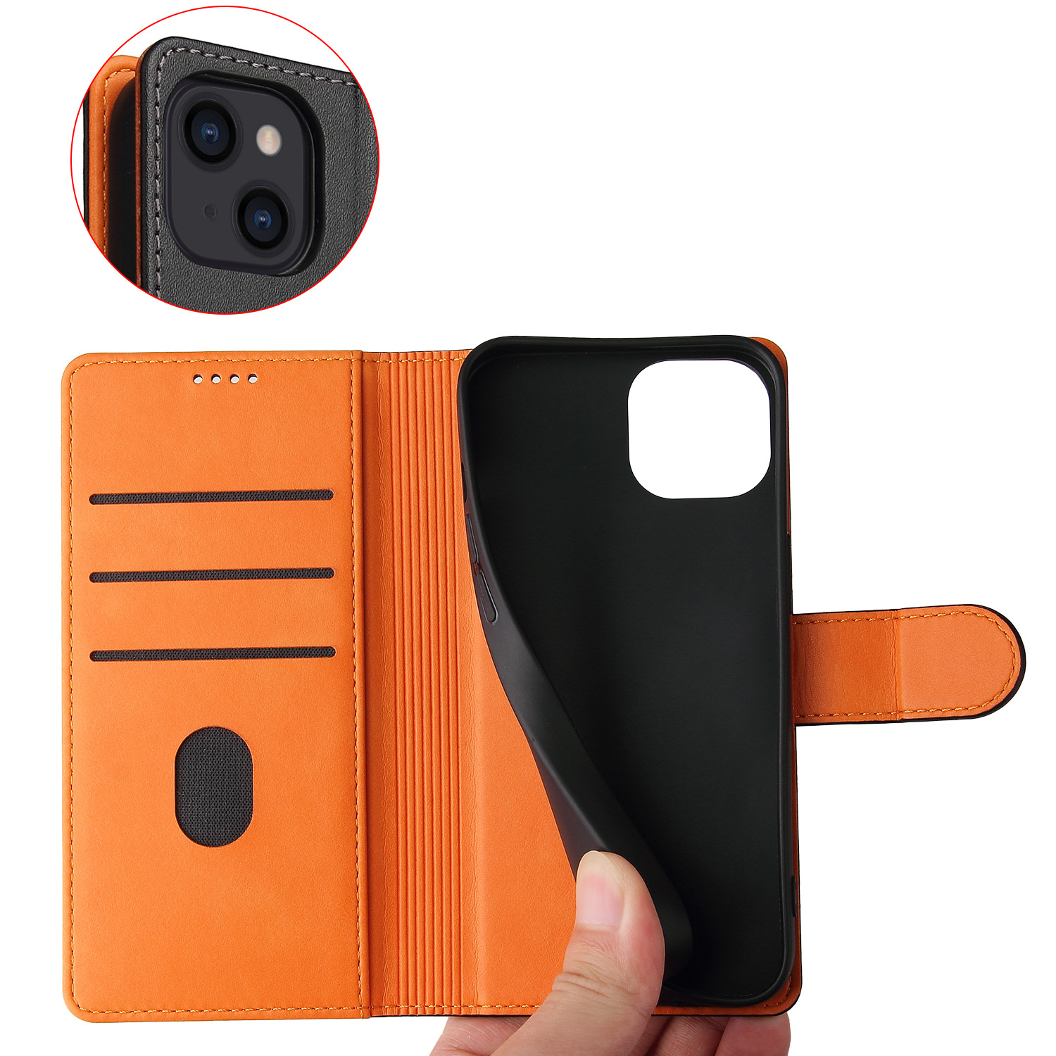 Minibook Cell Phone Case Shockproof Genuine Leather Wallet Flip Cover for iPhone 13 14