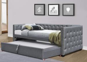 China Upholstered Trundle Daybed Unique Design Advanced Features Affordable Fabric. wholesale