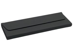 China Black Leather Metal Fold Flat Glasses Case Custom Logo wholesale