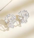 Camellia Ear Clip Ear Ring Design 18k White Gold Diamond Earrings For Women