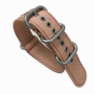 China Flesh Pink Canvas Strap Watch Band With Metal Holes Zulu Style wholesale