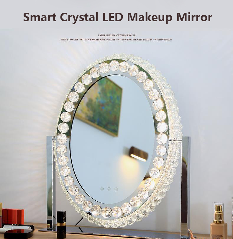 Heart Crystal Vanity Mirror Led Magnifying Mirror ODM