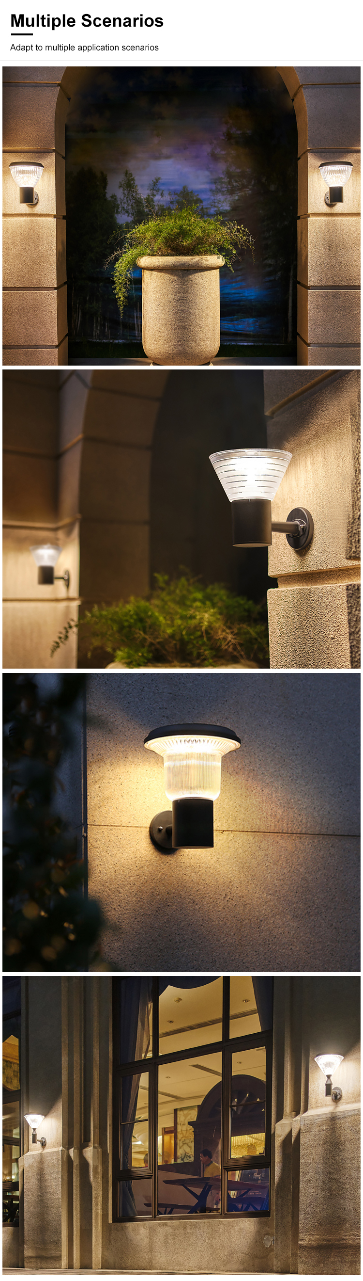 3500K 3.2V Wall Mounted Solar Light With Monocrystalline Silicon Solar Panel