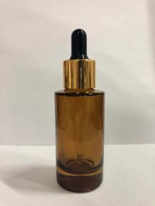 China 30ml Amber Glass Cosmetic Dropper Bottle Essential Oil Bottle with Alumite Collar OEM wholesale