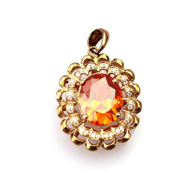 925 Silver 9mmx11mm Oval Amethyst Cubic Zircon Pendan Silver Chain Necklace (PSJ0178)