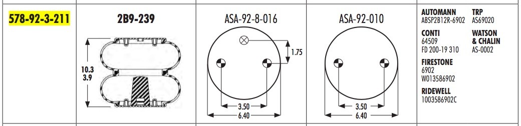 2B9-239 Goodyear Double Convoluted Air Bag For Ridewell 1003586902C